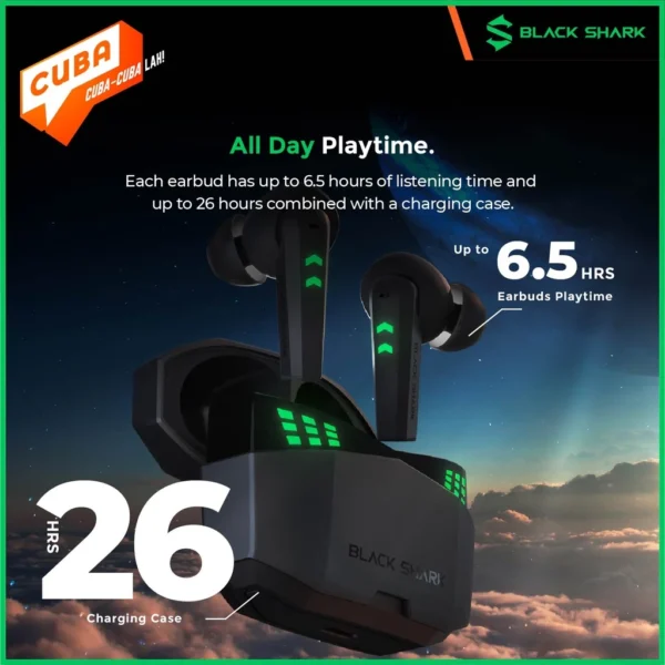 Black Shark Lucifer T6 TWS Earbuds Bluetooth 5.2 Gaming Wireless Earphones 35ms Ultra-Low Latency I Dual Operation Modes